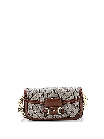 Gucci Horsebit 1955 Shoulder Bag GG Coated Canvas with Leather East West (view 1)