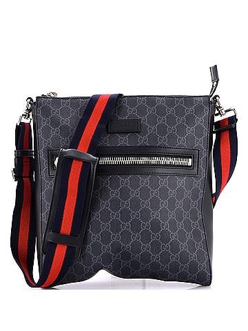 Gucci Web Strap Front Zip Messenger Bag GG Coated Canvas Medium (view 1)
