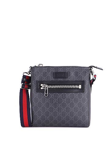 Gucci Web Strap Front Zip Messenger Bag GG Coated Canvas Small (view 1)