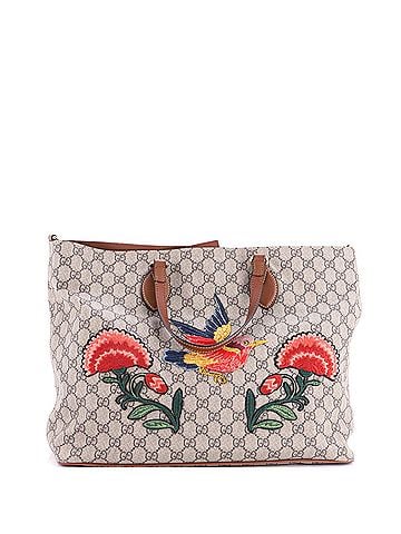 Gucci Convertible Soft Tote Embroidered GG Coated Canvas Medium (view 1)