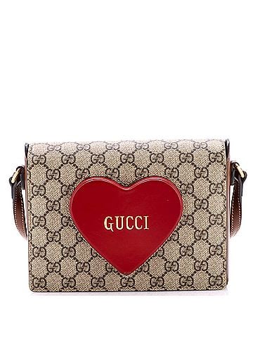 Gucci Logo Heart Crossbody Bag GG Coated Canvas (view 1)