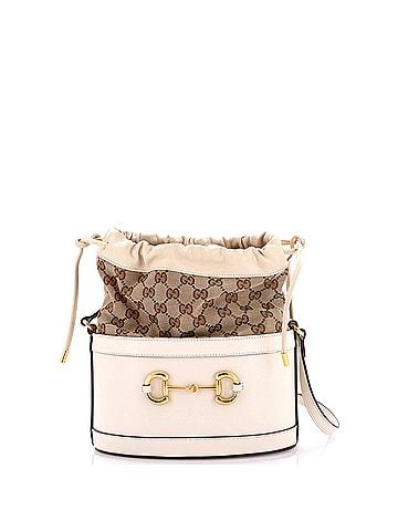 Gucci Horsebit 1955 Bucket Crossbody Bag Leather and GG Canvas Small (view 1)