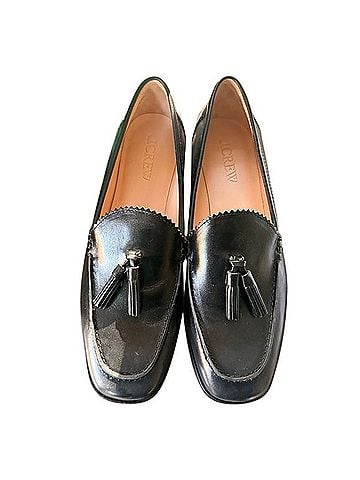 J.Crew Milled Black Leather Double Tassel Loafers Flats (view 2)