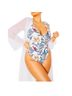 Boohoo 85% Polyester 15% Elastane 100% Polyester Tropical Green White One Piece Swimsuit Size 16 - photo 1