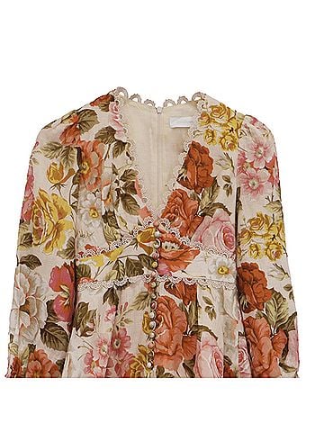 Zimmermann  Zimmermann Bonita Floral-Print Rompers in Multicolor Linen (view 2)
