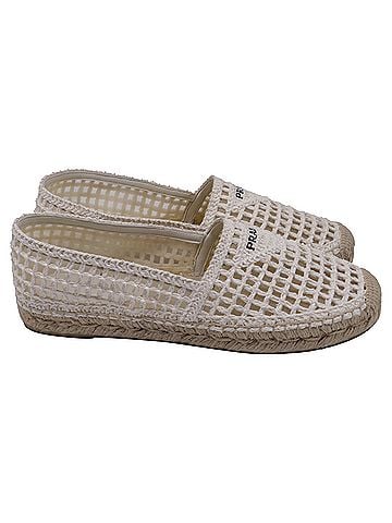 Prada Prada Rafia Logo Espadrilles in White Raffia (view 1)