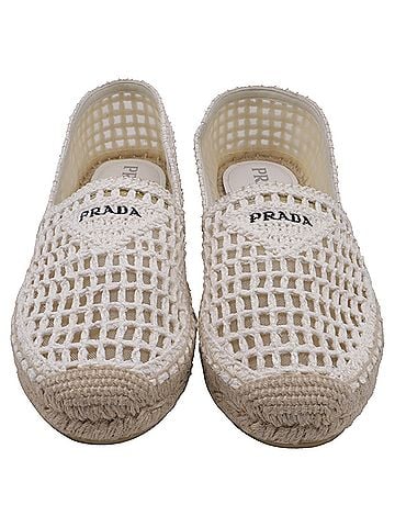 Prada Prada Rafia Logo Espadrilles in White Raffia (view 2)