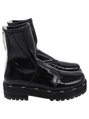 Fendi Fendi Neoprene Combat Boots in Black Patent Leather (view 1)
