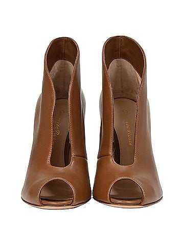 Gianvito Rossi  Gianvito Rossi Vamp Peep-Toe Ankle Boots in Brown Leather (view 2)