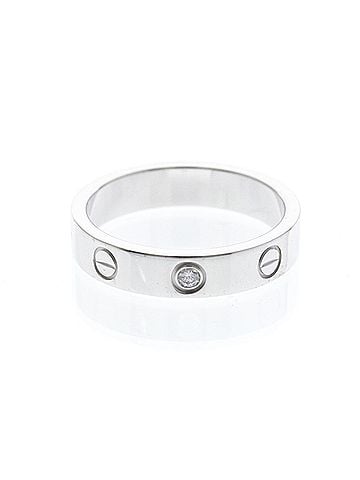 Cartier Cartier Mini Love Ring With 1 Diamond White Gold (18K) Fashion Diamond Band Ring Silver (view 1)
