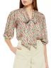 Tory Burch 100% Silk Floral White Red Green Blue Long Sleeve Blouse Size 8 - photo 3