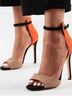 Zara 100% Suede Color Block Orange Tan Black Heels Size 10 - photo 5