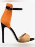 Zara 100% Suede Color Block Orange Tan Black Heels Size 10 - photo 4