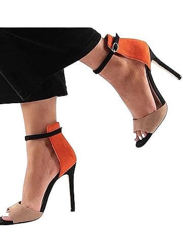 Zara Color Block Suede Ankle-Strap Heels Heels (view 1)