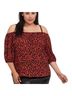 Torrid 100% Polyester Animal Print Red Black Short Sleeve T-Shirt Size 4X - photo 1