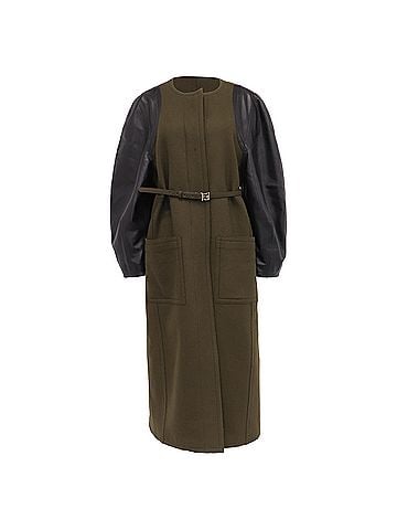 Fendi Fendi Raglan Sleeve Belted Coat in Olive Wool (view 1)