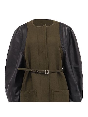 Fendi Fendi Raglan Sleeve Belted Coat in Olive Wool (view 2)
