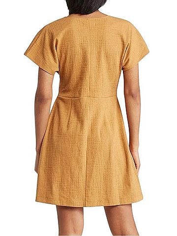 Madewell Cross Front Flutter Sleeve Fit Flare Faux Wrap Dress Casual Dress (view 2)