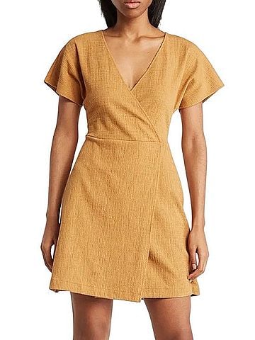 Madewell Cross Front Flutter Sleeve Fit Flare Faux Wrap Dress Casual Dress (view 1)