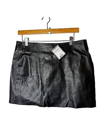 Massimo Dutti Leather Skirt (view 1)
