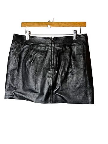 Massimo Dutti Leather Skirt (view 2)