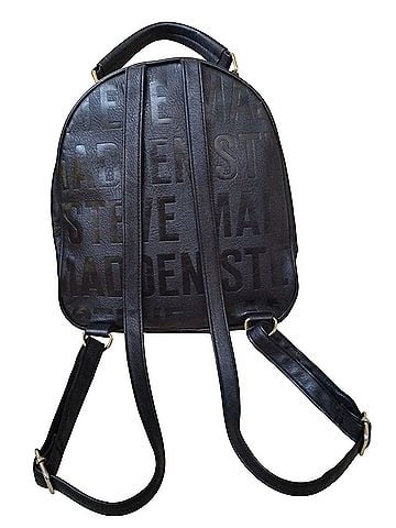 Steve Madden Mini backpack, black, logo and boss, designer, fashion, travel, gold tone hardware, zip closure Backpack (view 2)