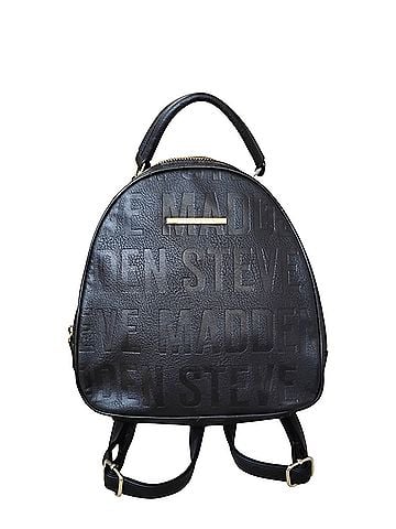 Steve Madden Mini backpack, black, logo and boss, designer, fashion, travel, gold tone hardware, zip closure Backpack (view 1)