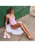 ASOS Graphic Checkered-gingham Pink White One Piece Swimsuit Size 12 - photo 5