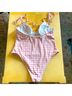 ASOS Graphic Checkered-gingham Pink White One Piece Swimsuit Size 12 - photo 8