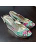 Lilly Pulitzer Floral Pink Green Wedges Size 9 1/2 - photo 3