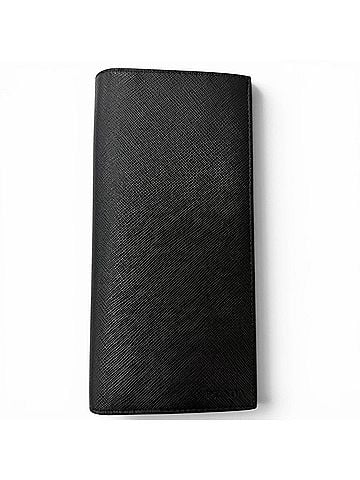 Prada PRADA 2MV836 Logo Embossed Saffiano Leather Bi-fold Long Wallet, Black, Made in Italy, Recommended for Men (view 1)