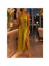 A.L.C. 100% Polyester Solid Stripes Green Yellow Cocktail Dress Size 8 - photo 3