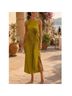 A.L.C. 100% Polyester Solid Stripes Green Yellow Cocktail Dress Size 8 - photo 6