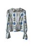 Never Fully Dressed 100% Polyester Print White Blue Blouse Size 6 - photo 2