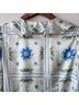 Never Fully Dressed 100% Polyester Print White Blue Blouse Size 6 - photo 7