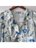 Never Fully Dressed 100% Polyester Print White Blue Blouse Size 6 - photo 3