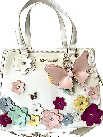 Betsey Johnson White XOALFIE2 Floral Leather Tote (view 1)