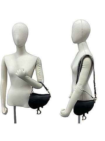 Christian Dior Christian Dior Saddle Bag, Canvas and Leather, Genuine 2-way Handbag, Semi-One Shoulder Black, 26156 (view 2)