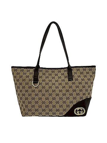 Gucci GUCCI GG Canvas Logo Hardware Tote Bag Handbag Boston Brown 39157 (view 1)