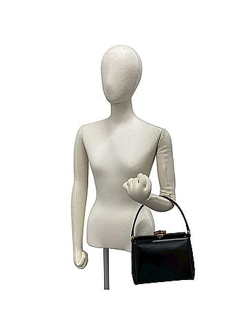 Gucci GUCCI Vintage Bamboo Leather Turnlock Handbag Mini Tote Bag Black 30917 (view 2)