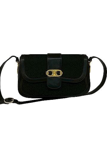 Céline CELINE Vintage C Macadam Triomphe Hardware Canvas Leather Genuine Shoulder Bag Pouch Black 30790 (view 1)