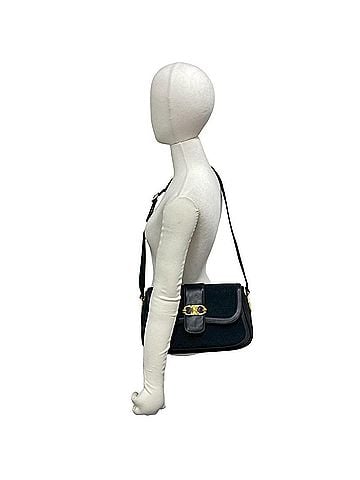 Céline CELINE Vintage C Macadam Triomphe Hardware Canvas Leather Genuine Shoulder Bag Pouch Black 30790 (view 2)