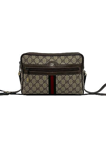 Gucci GUCCI Vintage Sherry Line GG Logo Leather Shoulder Bag/Pochette, Brown, 40038 (view 1)