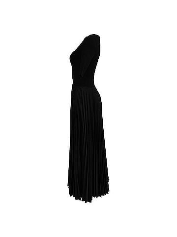 Theory Theory Pleated Midi Dress in Black Polyester (view 2)
