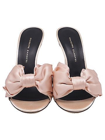 Giuseppe Zanotti  Giuseppe Zanotti Hanna Bow Slide Sandal Heels in Pink Satin (view 2)