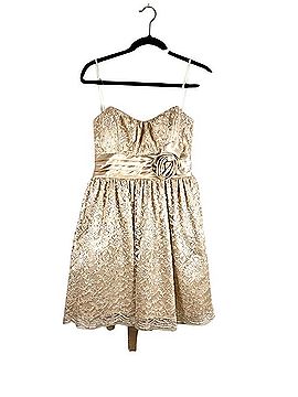City Studio Champagne Lace Satin Rosette Dress Cocktail Dress (view 1)