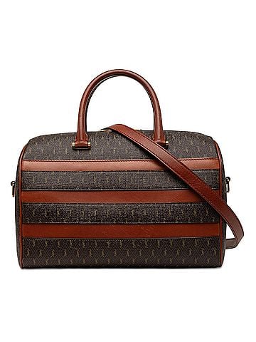 Saint Laurent Le Monogramme Coated Canvas and Leather Striped Boston Bag (view 1)