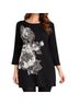 Chico's Floral Black Gray Pullover Sweater Size M - photo 3