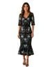 MARCHESA notte 100% Polyester 72% Polyester 28% Metallic Fiber 100% Nylon 100% Polyester 100% Polyester 100% Polyester Floral Black Green Blue Cocktail Dress Size 8 - photo 1