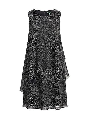 Ralph Lauren Lauren Ralph Lauren Black White Polka Dot Chiffon A-Line Dress Cocktail Dress (view 1)